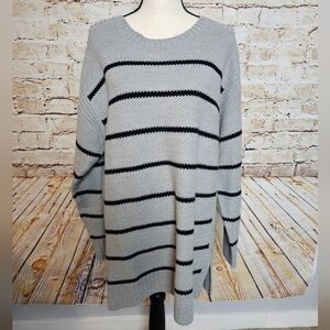 ANA A NEW APPROACH Women's Elegant Sweater Long Sleeve Round Neck Gray/Black XL